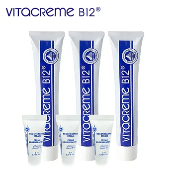 【買3大送3小】 VITACREME B12瑞士維他命B12亮顏喚膚霜50mL*3