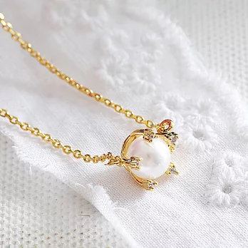 【安珂ECO正韓飾品】五爪鑽鑲珍珠 鎖骨項鍊