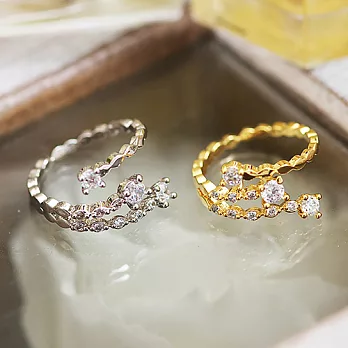 【安珂ECO正韓飾品】三圈流星排鑽 戒指(2色)金色