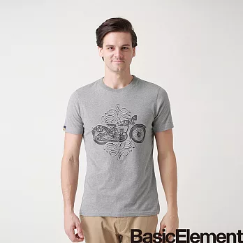 【BasicElement】男款復古摩托車T恤M麻灰