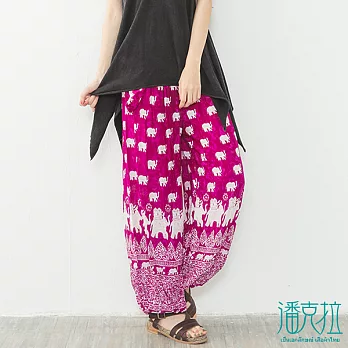 【潘克拉】亮色大象燈籠褲-FREEFREE紫