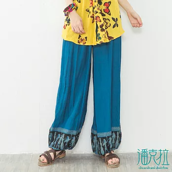 【潘克拉】埃及圖紋燈籠褲(藍)-FREEFREE藍