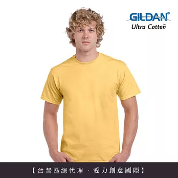 GILDAN 總代理-100%美國棉~圓筒短袖素面T-Shirt~XL黃霧