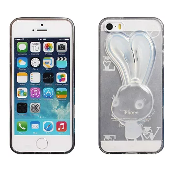 【BIEN】iPhone 5/5S 可愛兔支架軟質保護殼 (透明)