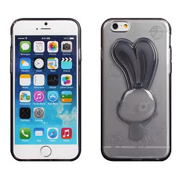【BIEN】iPhone 6 Plus 可愛兔支架軟質保護殼 (透黑)