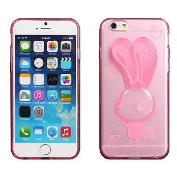 【BIEN】iPhone 6 可愛兔支架軟質保護殼 (透粉紅)