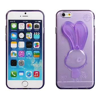 【BIEN】iPhone 6 可愛兔支架軟質保護殼 (透紫)