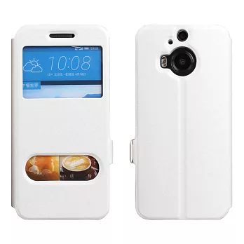 【BIEN】HTC One (M9+) 蠶絲紋來電顯示可立皮套 (白)