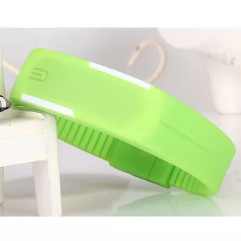 【SANDA】繽紛果凍LED多彩手環智能觸控電子錶(螢光綠)