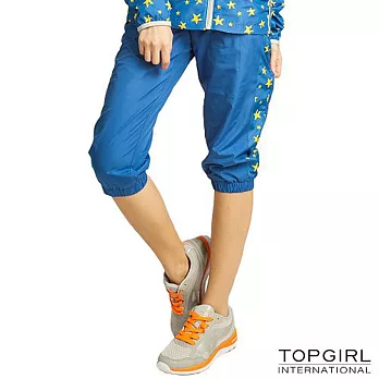 TOP GIRL-星星印花抗UV薄風衣七分褲M藍