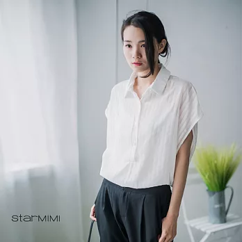 【StarMIMI】漸層透視直條紋襯衫＊FREE白