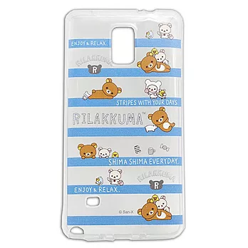 日本授權正版 Samsung Galaxy Note 4 5.7吋 拉拉熊透明保護殼 (Rilakkuma)拉拉熊橫條
