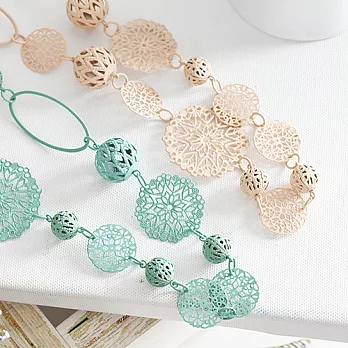 【安珂ECO正韓飾品】粉彩蕾絲繡花球圖形 長項鍊(2色)粉嫩