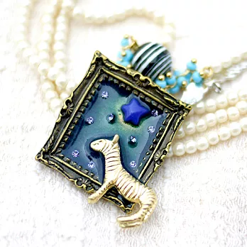 【安珂ECO正韓飾品】神秘童話畫框小馬珍珠 長項鍊