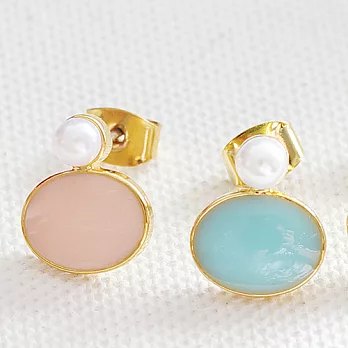 【安珂ECO正韓飾品】粉嫩輕恬釉彩珍珠 耳環(純銀耳針/2色)粉嫩