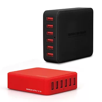 Tunewear 6孔USB 9A充電器 (iPad/iPhone/手機等裝置)紅色