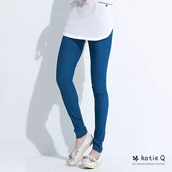 【KatieQ】側拉練修飾窄管褲(4色)-M-XLM藍