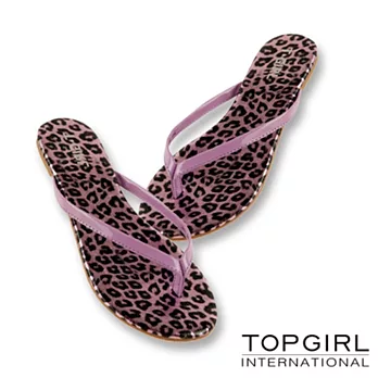 【TOP GIRL】亮感豹紋夾腳拖鞋6紫豹紋