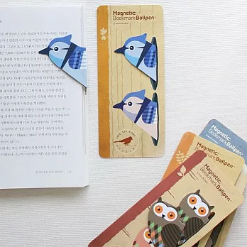 鳥類磁鐵書籤筆-藍松鴉