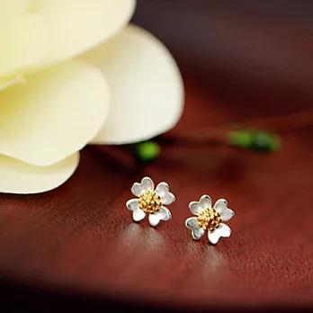 A+ accessories 北歐極簡風-小花造型小巧氣質925純銀耳針黃花