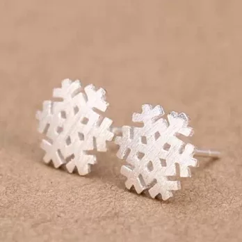 A+ accessories 北歐極簡風-片片雪花造型小巧氣質925純銀耳針