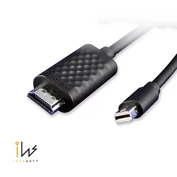 【Innowatt】4K Mini DisplayPort 對 HDMI 傳輸線 180cm 黑色