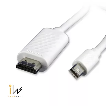 【Innowatt】4K Mini DisplayPort 對 HDMI 傳輸線 180cm 白色