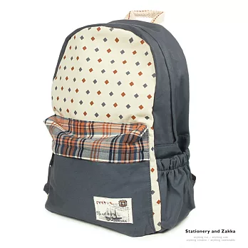Q-ME 學院粉搭風│藍灰格後背包