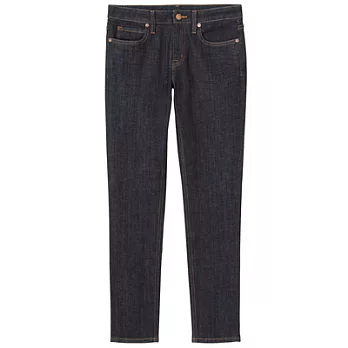 [MUJI 無印良品]女有機棉混彈性丹寧窄版褲26深藍