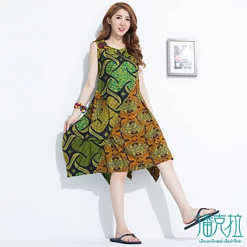 【潘克拉】非洲風拼布背心洋(3色)-FREEFREE綠