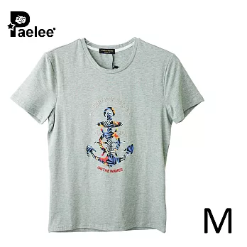 【Paelee 帕里】海洋船錨 短袖T恤M淺灰色