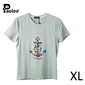 【Paelee 帕里】海洋船錨 短袖T恤XL淺灰色