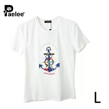 【Paelee 帕里】海洋船錨 短袖T恤L純潔白