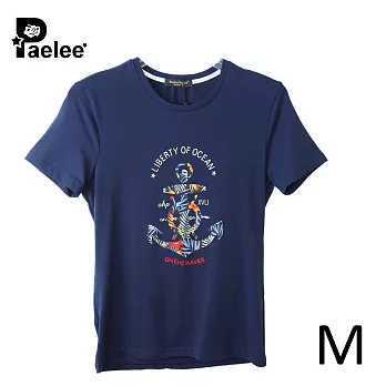 【Paelee 帕里】海洋船錨 短袖T恤M深海藍