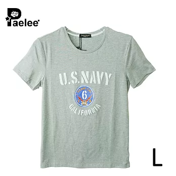 【Paelee 帕里】加州海軍徽章 短袖T恤L淺灰色