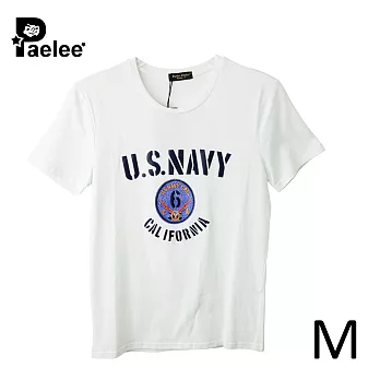 【Paelee 帕里】加州海軍徽章 短袖T恤M純潔白