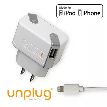 unplug 2A雙USB旅行用充電器+lightning傳輸線