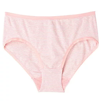 [MUJI 無印良品]女有機棉針織無側縫中腰內褲S粉紅橫紋