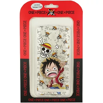 【航海王】ASUS ZenFone 2 (5.5吋) 亂花系列 彩繪透明保護軟套魯夫