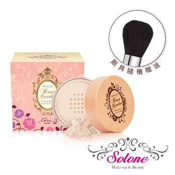 Solone玫瑰公主花園系零妝感柔焦蜜粉 加贈專業蜜粉刷02粉嫩自然+蜜粉刷