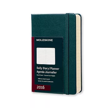 MOLESKINE 日程系列/2016年12M日記本/彩色鉻綠硬殼9*14/口袋型POCKET