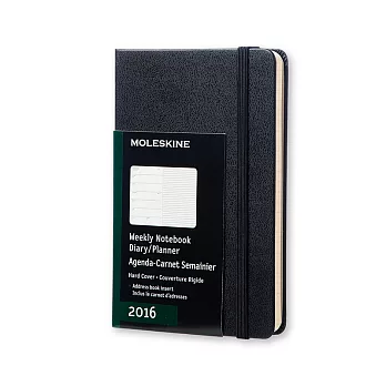 MOLESKINE 日程系列/2016年12M週記本/經典黑硬殼9*14/口袋型POCKET