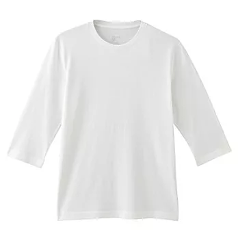 [MUJI 無印良品]男有機棉圓領七分袖T恤M柔白