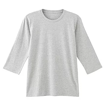 [MUJI 無印良品]男有機棉圓領七分袖T恤S灰色