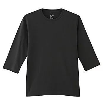 [MUJI 無印良品]男有機棉圓領七分袖T恤S黑色