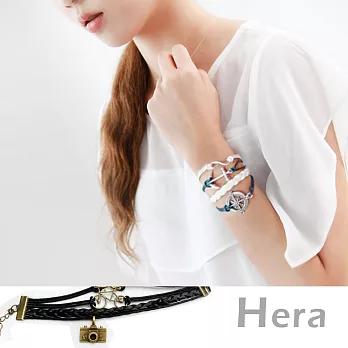 【Hera】赫拉 多層復古物編織皮繩蠟線手環/手鍊(六款任選)黑色-腳踏車