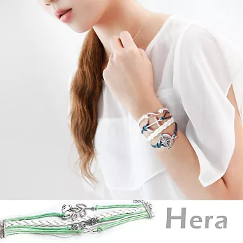 【Hera】赫拉 多層復古物編織皮繩蠟線手環/手鍊(六款任選)綠色-貓頭鷹