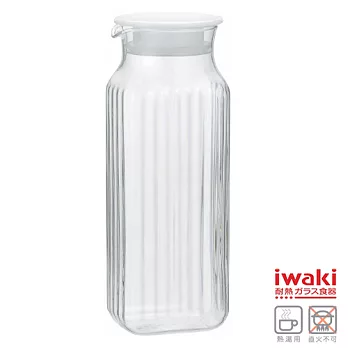 【iwaki】方形耐熱玻璃冷水壺 1L(白)