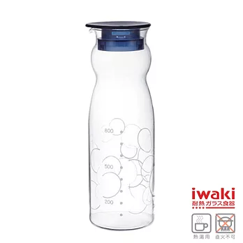 【iwaki】耐熱玻璃冷水壺 1.3L(藍)