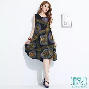 【潘克拉】彩刷排釦背心洋-FREEFREE黑